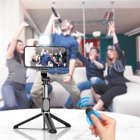 6 In 1 Selfie Stick+Tripod+Wireless Bluetooth Remote (Premium)